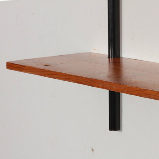 Vintage-Regal aus Holz und Metall mit 2 Ebenen, 1960