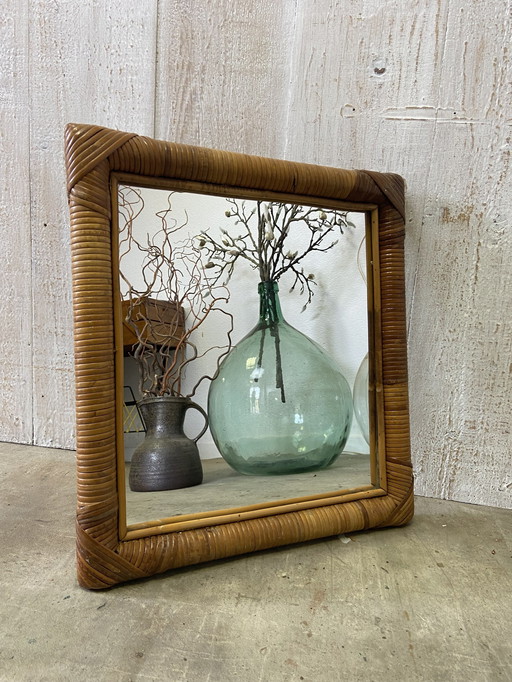 Vintage Rattan Spiegel