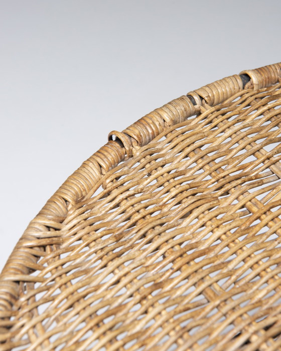 Image 1 of Mid-Century Beistelltisch aus Korbgeflecht, Attr. Bonacina, Italien, 1950er Jahre