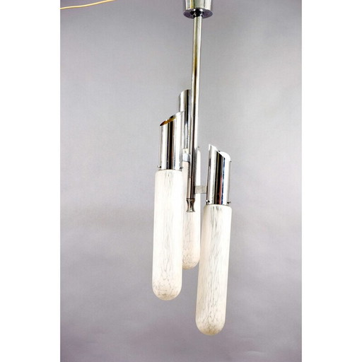 Vintage aluminum ceiling lamp by Carlo Nason for Mazzega, Italy