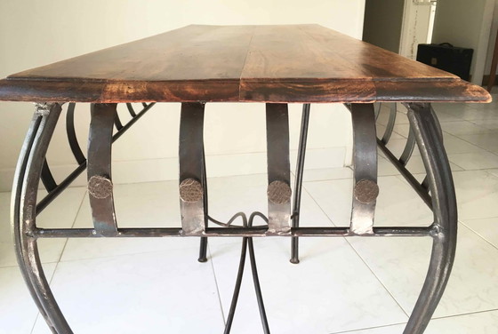 Image 1 of Konsole Aus Kastanienholz Und Schmiedeeisen