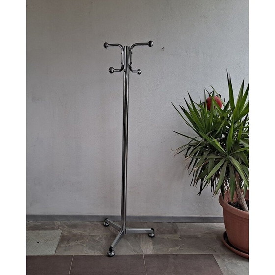 Image 1 of Mid Century italienischer modernistischer Chrom-Garderobenständer, Italien