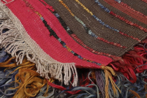 Image 1 of Designer Handgewebt Kelim Modern Und Pflanzen Natur Farbe - Kelim - 328 Cm - 119 Cm - Zottel Kelim