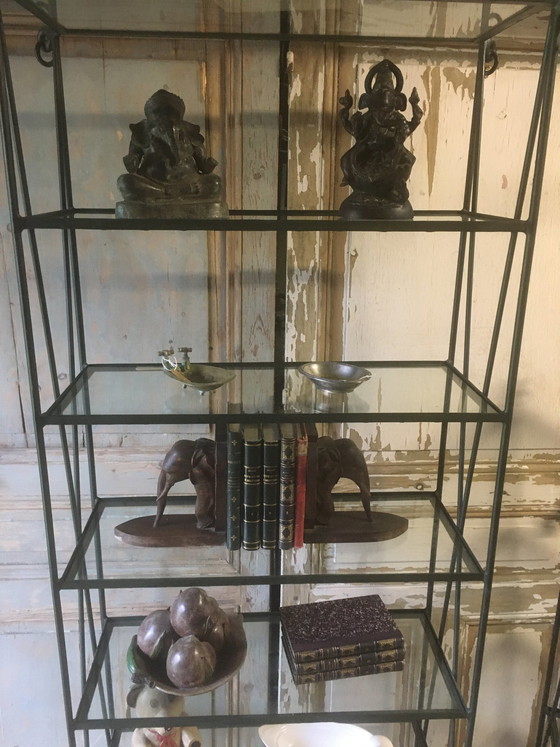 Image 1 of Ein Paar Vintage-Regale aus Schmiedeeisen und Glas, 1970-1980