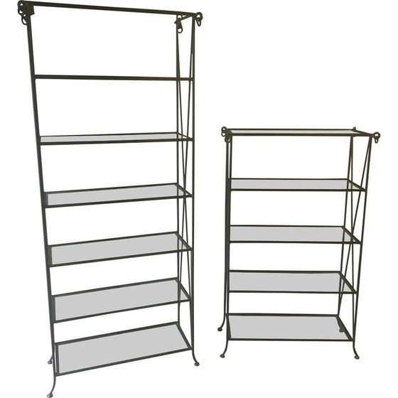Image 1 of Ein Paar Vintage-Regale aus Schmiedeeisen und Glas, 1970-1980