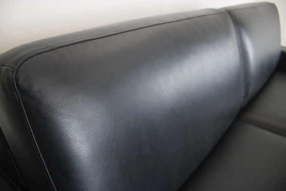 Image 1 of Rolf Benz Ego Dreisitzer Couch Dunkelblau Leder Sofa Chromleisten