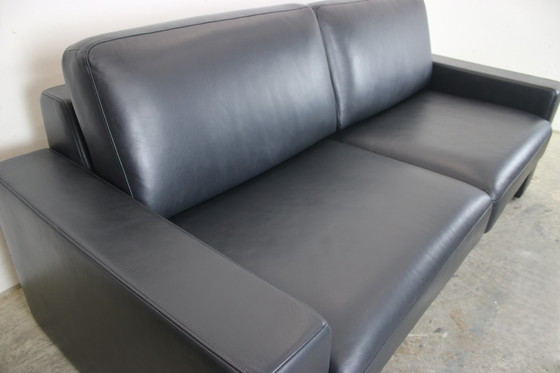 Image 1 of Rolf Benz Ego Dreisitzer Couch Dunkelblau Leder Sofa Chromleisten