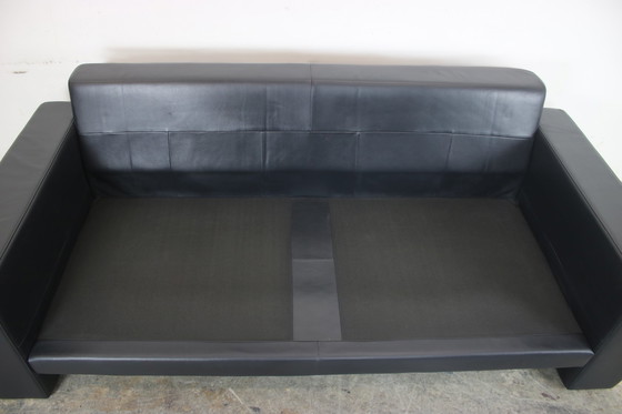 Image 1 of Rolf Benz Ego Dreisitzer Couch Dunkelblau Leder Sofa Chromleisten