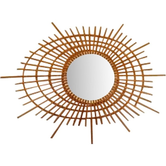 Image 1 of Sonnenspiegel aus Rattan, 1960