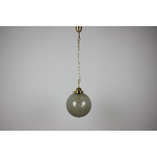 Hängeleuchte aus Metall und Glas von Kamenický Šenov, Tschechoslowakei 1970