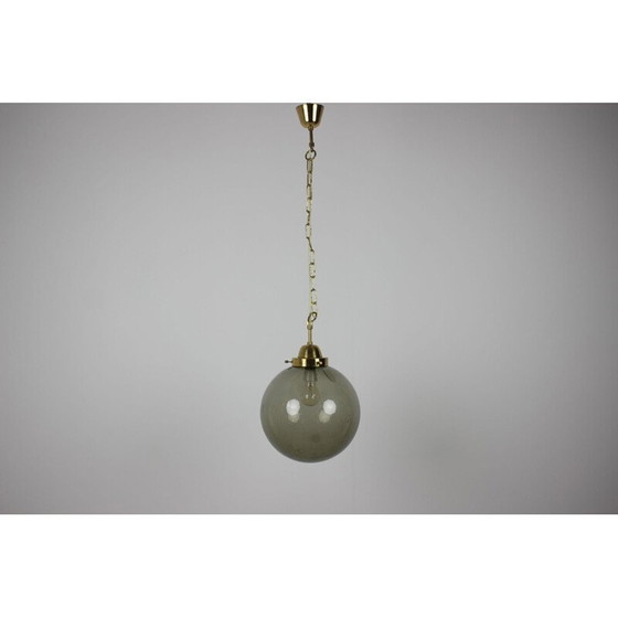 Image 1 of Hängeleuchte aus Metall und Glas von Kamenický Šenov, Tschechoslowakei 1970