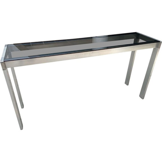Image 1 of Vintage-Konsolentisch aus Edelstahl und Rauchglas von Gae Aulenti, 1970er Jahre