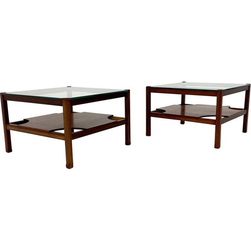 Paar vintage Beistelltische aus Holz, Italien 1960er Jahre