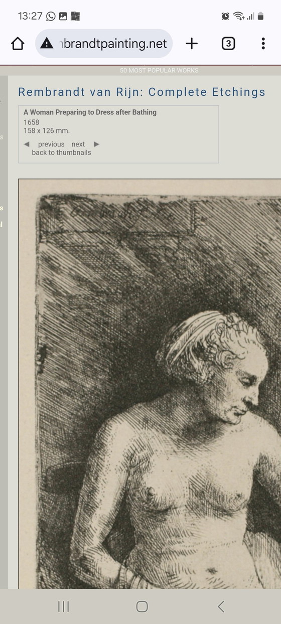 Image 1 of Rembrandt Radierung gerahmt, Nach dem Bad