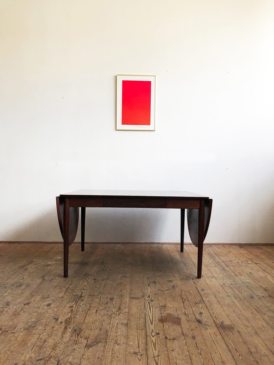 Image 1 of Ausziehbarer Mid Century Drop Leave Esstisch aus Palisander, Modell 227 von Arne Vodder für Sibast