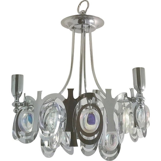 Image 1 of Vintage-Kronleuchter aus Chromstahl von Gaetano Sciolari, 1960