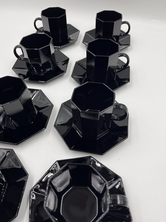 Image 1 of Set Von 8 Mugs Und Unter-Mugs Schwarz