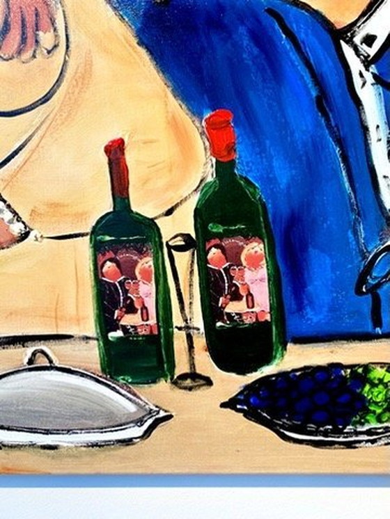 Image 1 of Theo Broeren "Avondje Uit" - Originalgemälde auf Leinwand - 100Cm X 160Cm - Mit Echtheitszertifikat