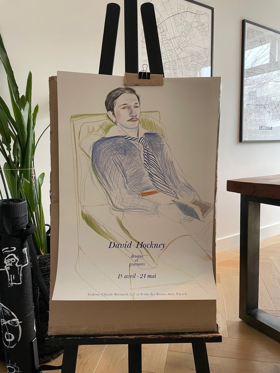 Image 1 of David Hockney, Dessins Et Gravures Ausstellungsplakat, Imp. Dermont-Paris, Gedruckt in Frankreich