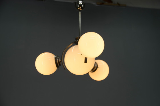 Image 1 of Art Deco / Funktionalistischer Nickel-Kronleuchter, 1930er Jahre