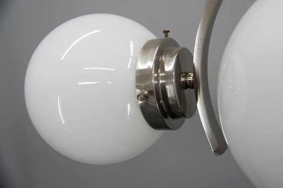 Image 1 of Art Deco / Funktionalistischer Nickel-Kronleuchter, 1930er Jahre