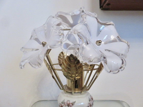 Image 1 of Lampe "Bouquet De Fleurs" Messing, Porzellan, 1980