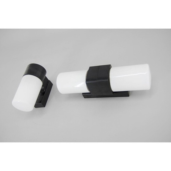 Image 1 of Paar alte Wandlampen aus Glas und Bakelit, Tschechoslowakei 1950