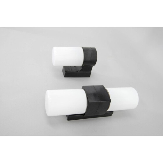 Image 1 of Paar alte Wandlampen aus Glas und Bakelit, Tschechoslowakei 1950