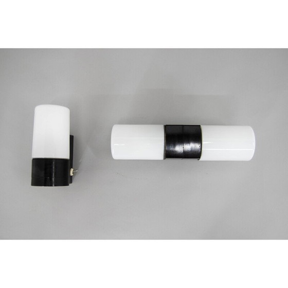 Image 1 of Paar alte Wandlampen aus Glas und Bakelit, Tschechoslowakei 1950