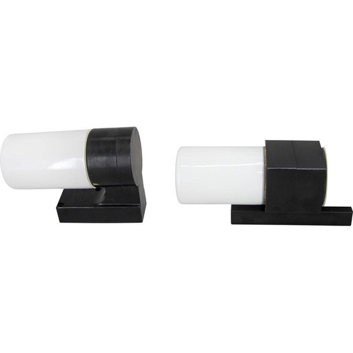 Paar alte Wandlampen aus Glas und Bakelit, Tschechoslowakei 1950