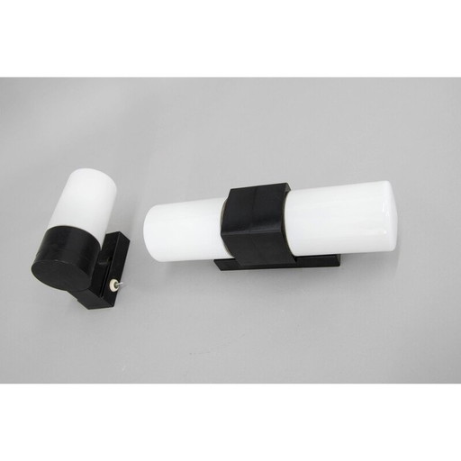 Paar alte Wandlampen aus Glas und Bakelit, Tschechoslowakei 1950