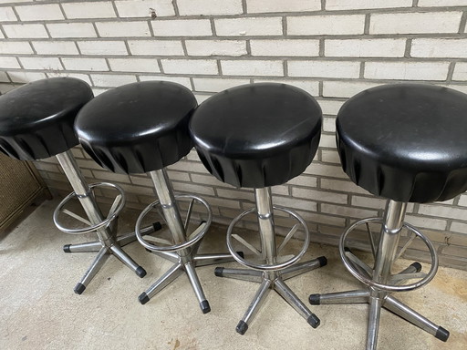 5 Vintage Industrial Runde Barhocker Stahl