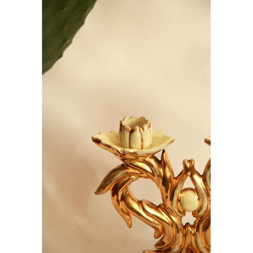 Vintage Art Deco Keramik-Kerzenhalter, Italien 1940