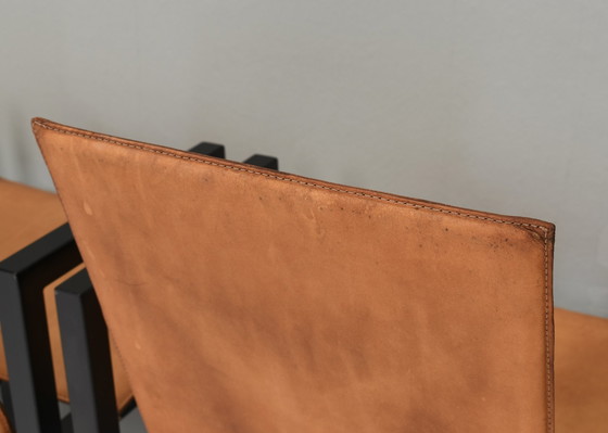 Image 1 of Einzigartiger Satz von sechs Esszimmerstühlen aus cognacfarbenem Leder, ca. 1970-80