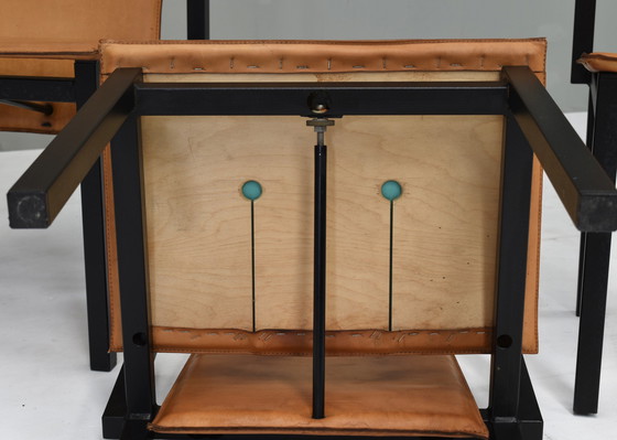 Image 1 of Einzigartiger Satz von sechs Esszimmerstühlen aus cognacfarbenem Leder, ca. 1970-80