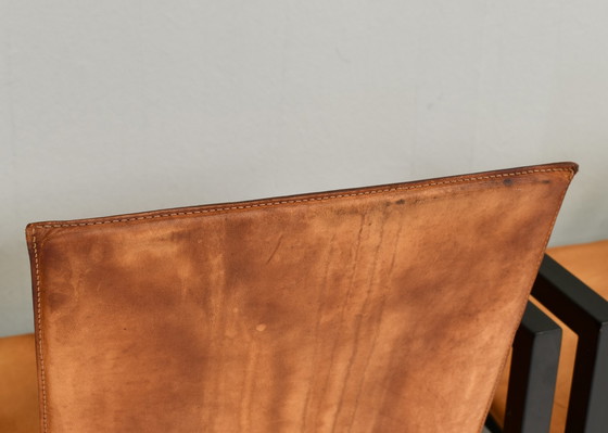 Image 1 of Einzigartiger Satz von sechs Esszimmerstühlen aus cognacfarbenem Leder, ca. 1970-80