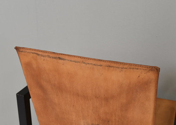 Image 1 of Einzigartiger Satz von sechs Esszimmerstühlen aus cognacfarbenem Leder, ca. 1970-80