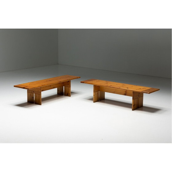 Image 1 of Vintage-Bank aus massivem Kiefernholz von Silvio Coppola für Fratelli Montina, Italien 1970