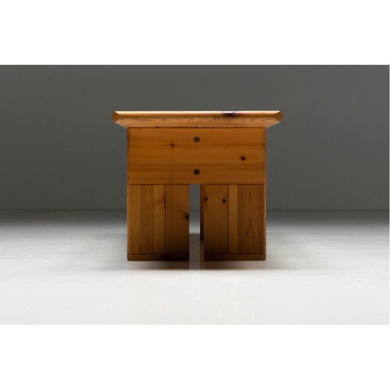 Image 1 of Vintage-Bank aus massivem Kiefernholz von Silvio Coppola für Fratelli Montina, Italien 1970