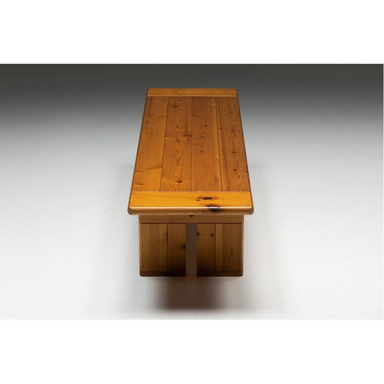 Image 1 of Vintage-Bank aus massivem Kiefernholz von Silvio Coppola für Fratelli Montina, Italien 1970
