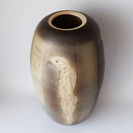 Image 1 of Klaas de Boer Steingutvase mit Deckel