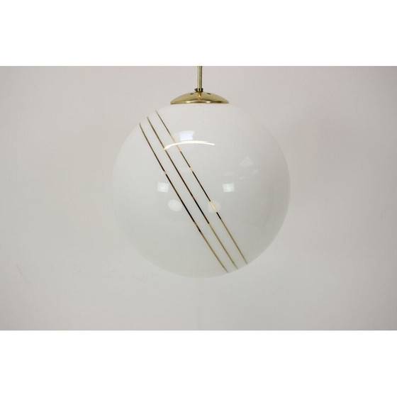 Image 1 of Hängeleuchte aus Glas und Messing von Kamenický Šenov, Tschechische Republik 1970