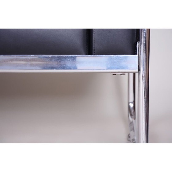 Image 1 of Schwarzes Ledersofa von Vichr a Spol, 1930er Jahre