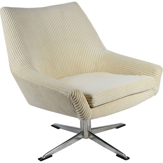 Image 1 of Vintage lockiger Sessel "Shell" beige Cord 1960s