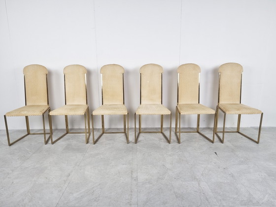 Image 1 of 6x Vintage Belgochrom, Esszimmerstühle aus Messing, 1970er