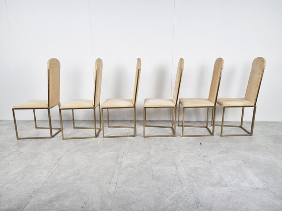 Image 1 of 6x Vintage Belgochrom, Esszimmerstühle aus Messing, 1970er
