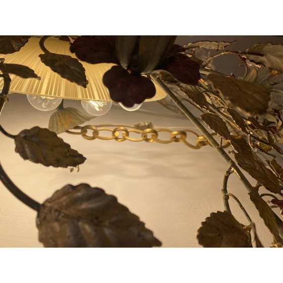 Image 1 of Runder Vintage-Kronleuchter aus Muranoglas und Messing