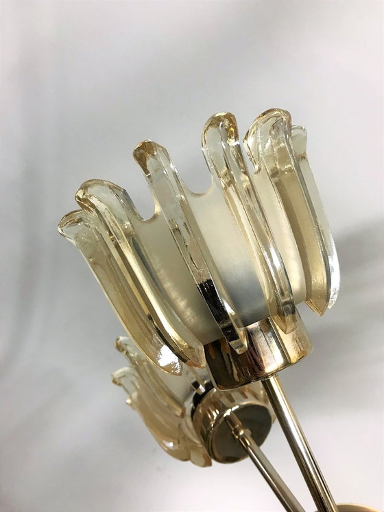 Image 1 of Massive Tulpen-Sputnik-Kronleuchter aus Glas