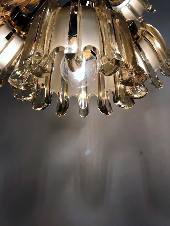 Image 1 of Massive Tulpen-Sputnik-Kronleuchter aus Glas