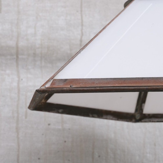 Image 1 of Sechseckige Opalin-Pendelleuchten, Frankreich 1930er Jahre